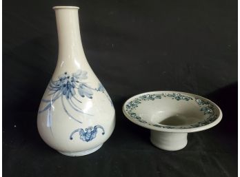 Stoneware Cobalt Blue Salt Glaze Vases - Great Bay Pottery