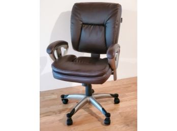 Broyhill Chocolate Brown Leather Rolling Swiveling Desk Office Chair
