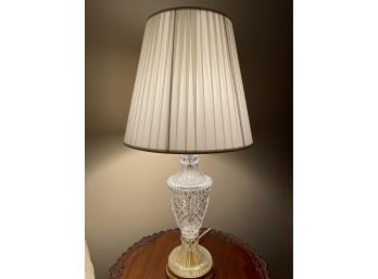 Lovely Cut Crystal & Brass Lamp With Pleated Shade