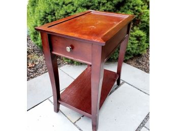 Simple Wood Stained Shaker Style Side Table With Drawer