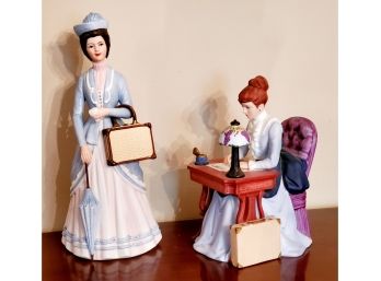 Two Avon Mrs. Albee President Award Porcelain Figurines
