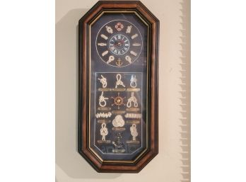 Boating Nautical Knot Battery Operated Wall Mount Clock & Knot Samples In Shadow Box Style Frame