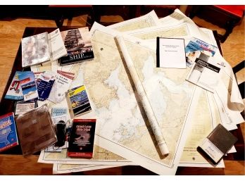 Nice Selection Of Boating Nautical Charts, Maps & Pamphlets & Booklets On Safety & More