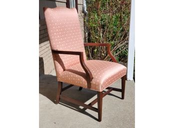 Vintage Wood Beautifully Re-upholstered Single Arm Chair