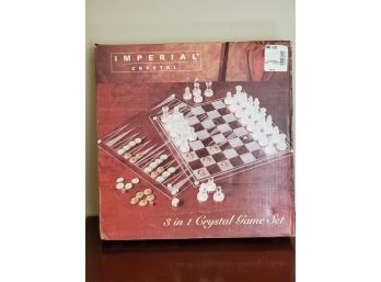 New Imperial Crystal Three In One Chess Game Set