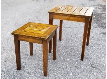 A Pair Of Varnished Teak Side Tables