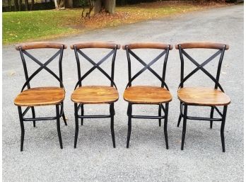 Four Vintage Cross Backed Bistro Chairs