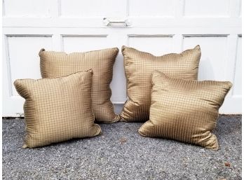 A Set/4 Gold Tone Down Stuffed Accent Pillows