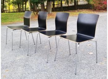 A Set/4 Scandinavian Modern Bent Ply Chairs By IFC Group