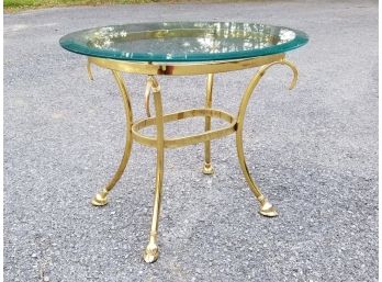 A Brass And Glass Coffee Table