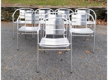 A Set/8 Fabulous Aluminum Industrial Chairs From Florida Seating Company