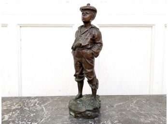 An Antique Bronze Figure Of A Young Sailor By Victor Szczeblewski - 'Le Mousse Siffleur'
