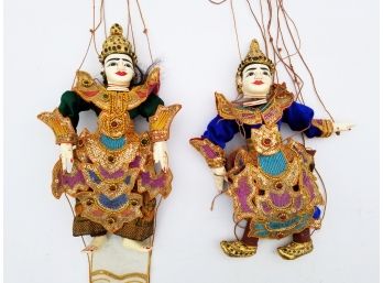 A Pair Of Vintage Tibetan Puppets