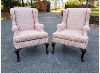 A Pair Of Wing Back Chairs By Pottery Barn