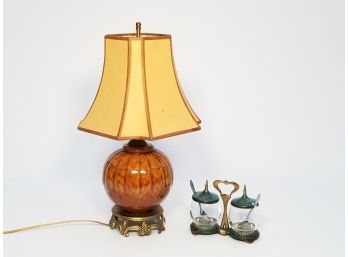 An Accent Lamp And Jamp Pot
