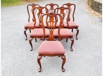 A Set/6 Traditional Cherry Dining Chairs