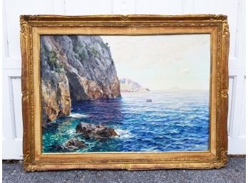 A Large Vintage Oil On Canvas, Seascape Signed Fulvid