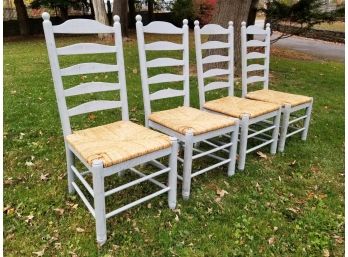 A Set/4 Rush Seated Ladderback Chairs