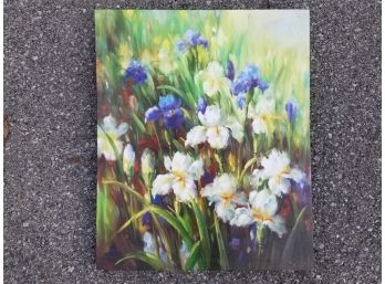 An Acrylic On Canvas, Floral, Unframed