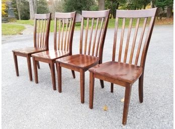 A Set/4 Hardwood Slat Back Dining Chairs