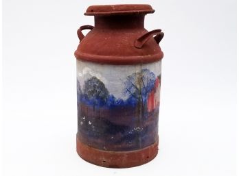 A Vintage Tole Painted Milk Can