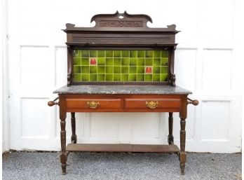 An Antique Marble Top Wash Stand - Wonderful Repurposed As Bar