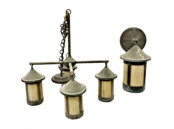 Fabulous Four Light  Outdoor Ceiling Fixture And Matching Sconce