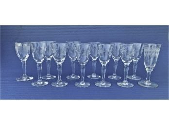 Group Of 12 Compatible Crystal Cordials