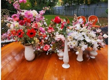 Nice Grouping Of LENOX Porcelain Vases And Bowls All With Faux Floral Bouquets