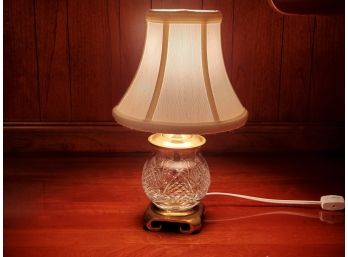 Small Vintage Waterford Cut Crystal & Brass Table Lamp W/shade