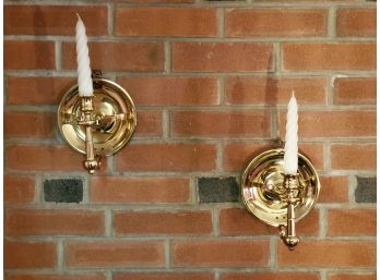 Single Brass 8' Decorative Key & Pair Of Baldwin Brass Candle Holder Wall Sconces