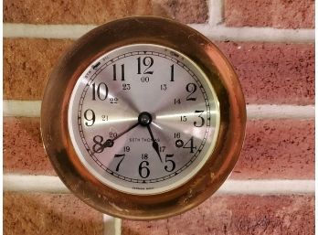 Vintage Seth Thomas Brass Porthole Clock W/German Movement & Barometer Uni-Mag Movement Taylor Instrument Co