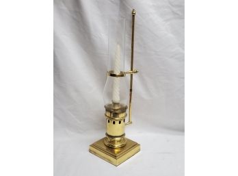 Vintage Polished Brass Taper Candle Hurricane Style Lamp