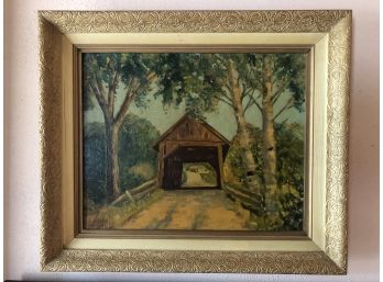 Original Oil Painting Of Concord Bridge NH By Mildred Hartson Of Newburyport