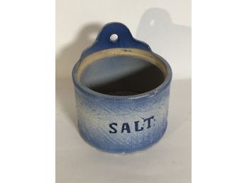 Blue And White Stoneware Wall Mounted Salt Box