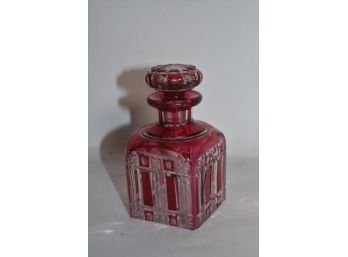 Nancy France Crystal Red Cut To Clear Bottle