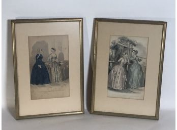 Pair Of Framed Godey's Fashion Prints