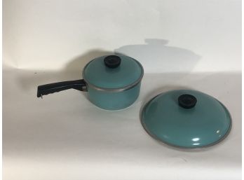 (2) Vintage Club Enameled Aluminum Covered Pot & Sauce Cookware