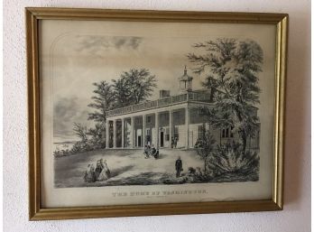 (19th C) Lithograph Of The Home Of George Washington Mt. Vernon