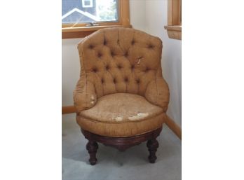 Small (19th C) Upholstered Carved Walnut Boudoir Chair