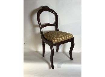 Upholstered Walnut Parlor Chair Carved With Grapes