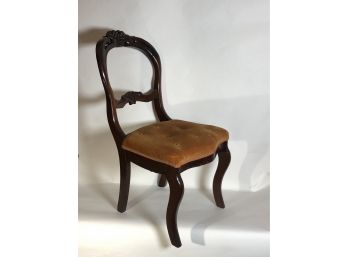 Finely Carved Upholstered Walnut Parlor Chair