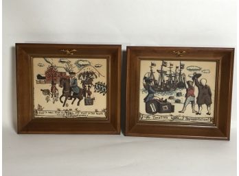 Pair Of Patriotic Bicentennial Era Trapunto Wall Hangings