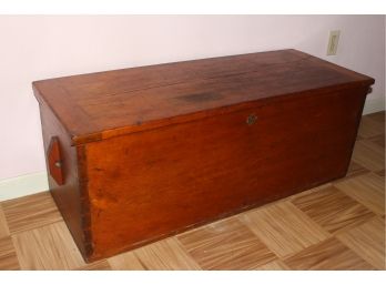 (18th C) Seaman's Chest With Strap Hinges