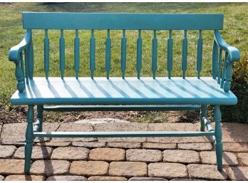 Vintage Aqua Garden Wood Painted Bench