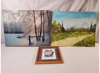 Wall Art Assortment - Photo Canvas, Oil Painting & Framed Floral Print