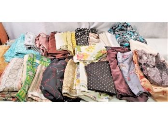 Huge Fabric Remnant Assortment - Many Vintage Fabrics - Numerous Patterns And Sizes - Lot 1