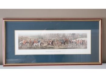 Antique Framed & Matted Aquatint Lithograph 'Meeting At Cover' Published In England By Thomas McLean