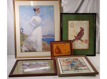 Five Framed Wall Art Assortment