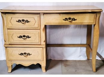 Vintage Mid Century Williams Furniture Co French Provincial Style Tan Painted Desk - Great Project Piece!!